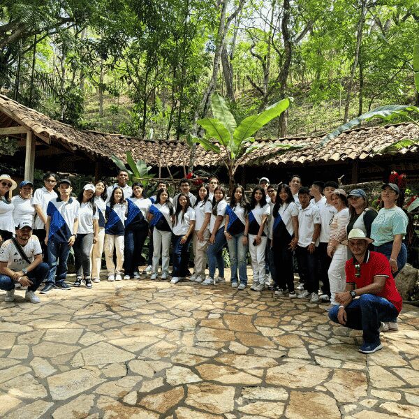 Students visiting Copan Ruinas Maya archaeological site Honduras